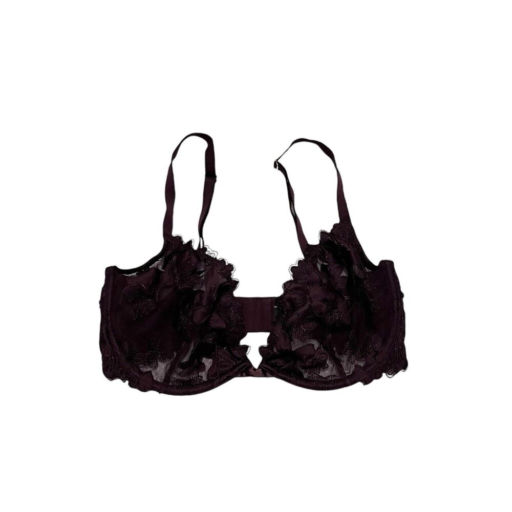 Victoria's Secret Size 34DD Purple Lace Embroidered Low Cut Demi Bra